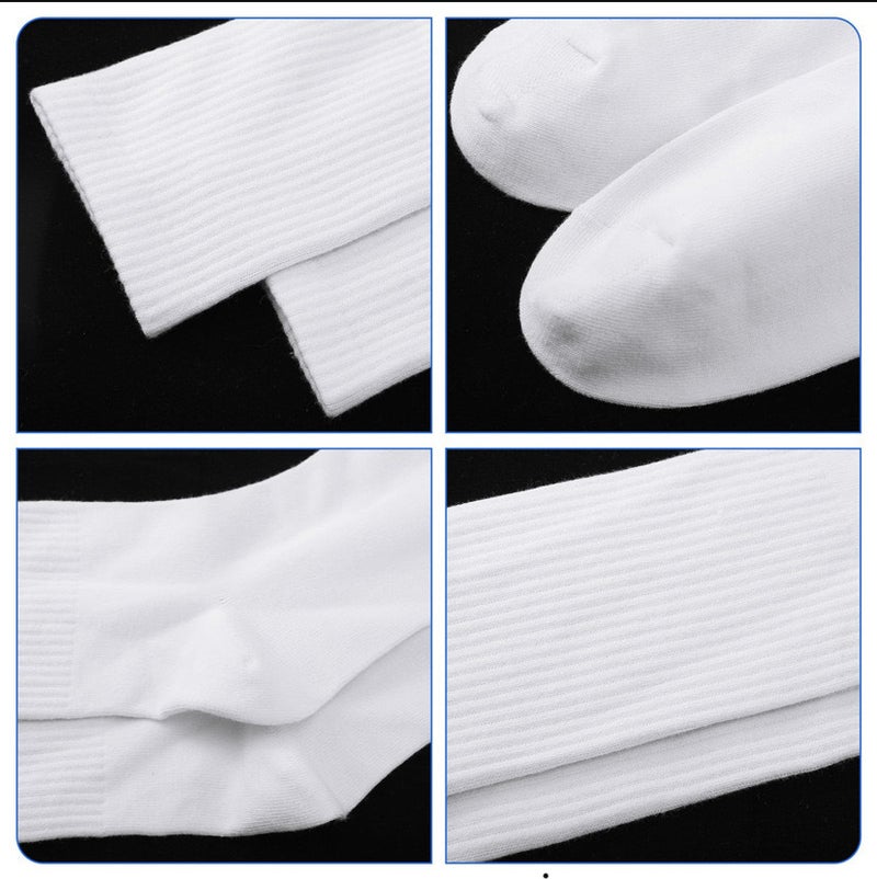 [6 Shuang A Set] Solid Color High Rubber Leg Socks Sports Socks Men And Women Black And White Training Crew Socks - Image 4